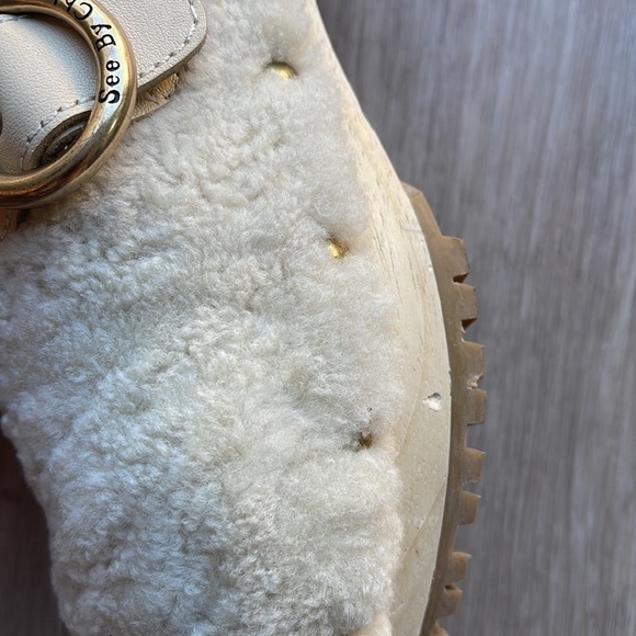 SEE BY CHLOÉ Viviane buckled shearling clogs - Picture 10 of 17